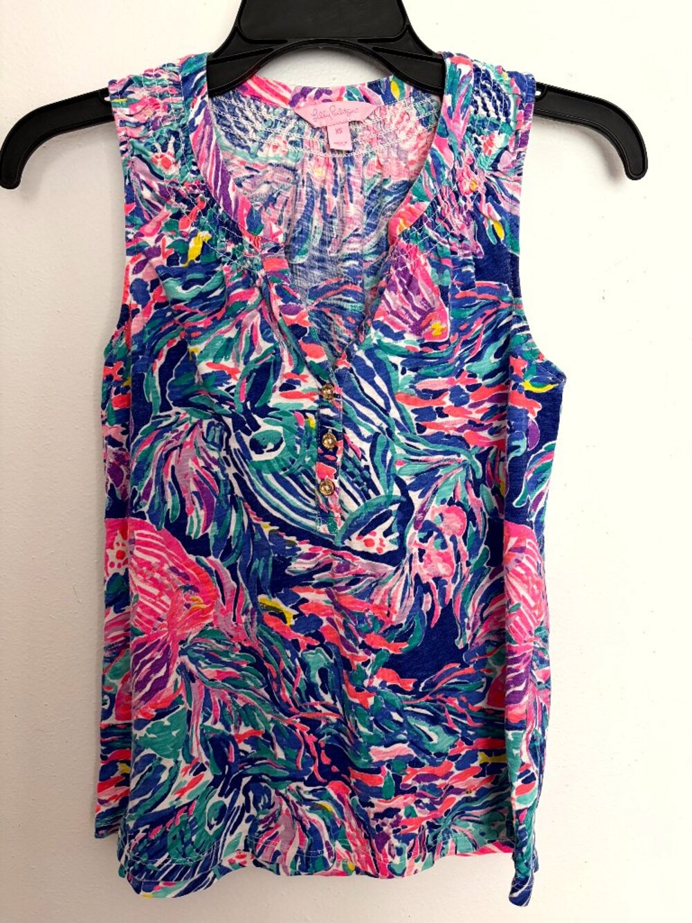 Lilly Pulitzer Essie Tank Top Sea Salt And Sun Sz XS Floral Beach Colorful